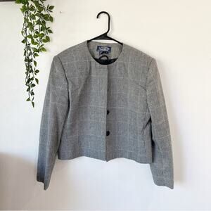 Vintage 90s E.H. Woods Tweed Crop Blazer Jacket Sz 10